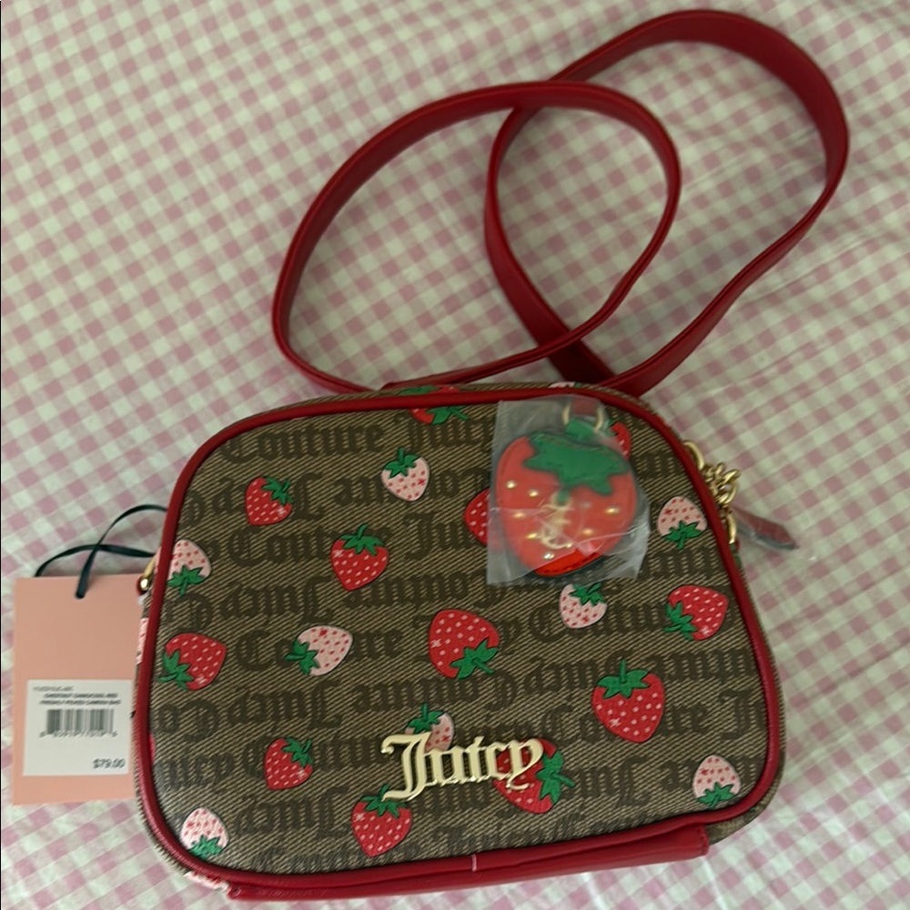 Juicy Couture Red and Brown Crossbody Bag with Logo Print